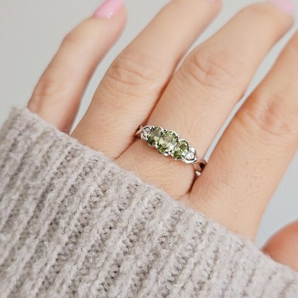 Sterling Silver Peridot Ring, Peridot Stone, Birthstone - Picture 2 of 10